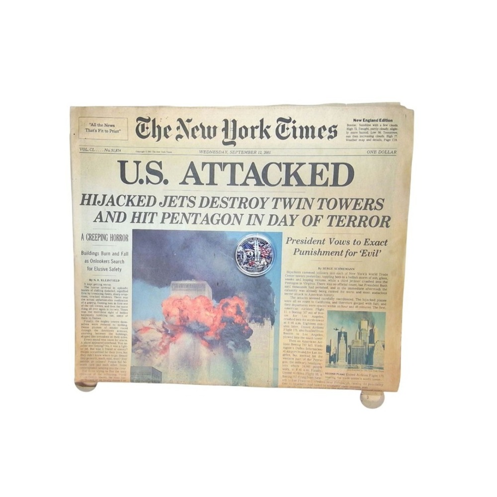NEW YORK TIMES NEWSPAPER SEPTEMBER 12 2001 NEW ENGLAND EDITION COIN GOOD